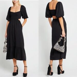 O.P.T. Leighton Maxi Dress in Black - Backless Smocked - Size Medium